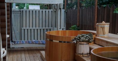 Russian bathhouse on site